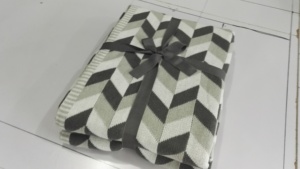 Ma thuật màu xanh lá cây tối đa 230cm chiều rộng không khuyết tật chevron 100 hình học bông acrylic đan thiết kế mô hình kẻ sọc ném chăn - Product Image 3