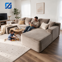 Vakuumkomprimiertes Boxsofa Rostbraun Gesteppter Stoff L-Form Konvertierbares Ecksofa Kombination Wohnzimmer-Set