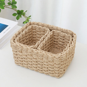 Handgemachte umwelt freundliche Vorrats behälter Natural Grass Rope Woven Recta ngle Organizer <span class=keywords><strong>Bins</strong></span> Home Decor Stoff korb - Product Image 6