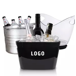 Cubos de hielo de plástico para bebidas, botella de champán transparente con logotipo personalizado de 6L, regalos promocional, personalizado