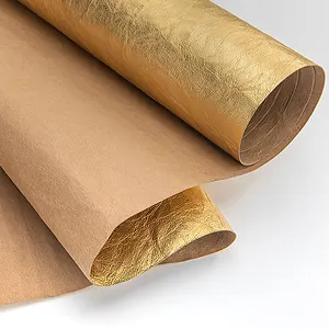 Eco-friendly Natural Fibre Pulp Faux Leather Texture Washable Kraft Paper