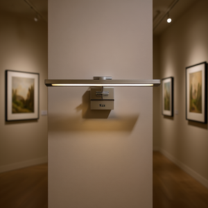 Applique Murale Métallique LED 16 Pouces Chromée avec Télécommande Sans Fil et Intensité Réglable, Éclairage de Galerie d'Art Rectangulaire Mural Style Contemporain - Product Image 2