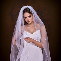LUOXIN Mariage Bling Coloré Strass Couche Unique Femmes Accessoires de Mariée Paillettes Doux Voile de Mariée