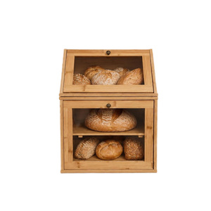 Boîte de rangement pour pain en bambou avec couvercle, anti-poussière, pour comptoir de cuisine, armoire de conservation des aliments, multi-niveaux, pour pain et en-cas - Product Image 5