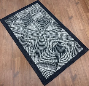 Alfombra Rectangular de Lana Anudada a Mano con Diseño Abstracto Moderno en Blanco y Negro, Suave, Premium, Ecológica y Apta para Mascotas para Sala de Estar - Product Image 2