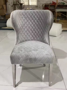 Customized Button Tufted <strong>Velvet</strong> Lion Knocker Back Modern Luxury Design Stainless Steel Legs <strong>Dining</strong> Room <strong>Sets</strong> <strong>of</strong> <strong>6</strong> <strong>Dining</strong> <strong>Chairs</strong> - Product Image 4