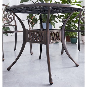 Outdoor Luxury Dining <strong>Table</strong> Set Umbrella 4 Seater Events Terrace Modern Cast Aluminum <strong>Garden</strong> <strong>Round</strong> <strong>Table</strong> and Chairs - Product Image 5