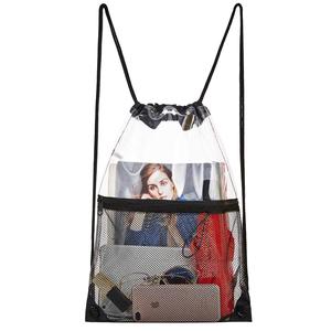 Tùy Chỉnh <span class=keywords><strong>Cinch</strong></span> Túi 2023 Bán Buôn <span class=keywords><strong>PVC</strong></span> Dây Kéo Túi Không Thấm Nước Rõ Ràng Dây Kéo Ba Lô Với Logo Và Phía Trước Dây Kéo Lưới Túi - Product Image 4