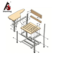 Chaises de salle de classe modernes, chaises de formation, bureau et chaise pour étudiants, table d'écriture en bois massif pour l'étude