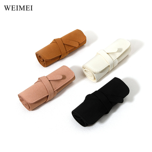 WEIMEI Compact Velours Bijoux Organisateur Rouleau Logo Personnalisé Stockage pour Bague Collier Bracelet Ensembles Durable Voyage-Friendly - Product Image 3