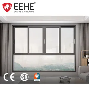 Fenêtre coulissante à grille extérieure EEHE Fenêtres coulissantes en verre en aluminium à écran isolé blanc