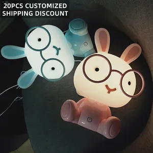 Óculos de led usb para decoração de coelhos, lâmpada noturna, para quarto