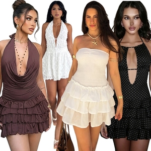 Vestido Mini Casual sin Mangas con Estampado Digital Ecológico de Cintura Natural y Color Sólido, Estilo Línea A, Verano 2026 - Product Image 1