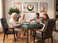 Table de Mahjong Électrique Automatique de Luxe Moderne avec Supports Métalliques et en Bois, Conception Pliante pour 4 Joueurs, Portable, Silencieuse, pour un Divertissement Optimal