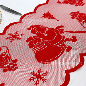 Embroidered Christmas Table Runner Santa Claus Bells Snowflake Pattern Polyester Party Decorations - Product Image 5