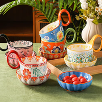 Ensemble de tasses à café et à thé en céramique avec assiette, passe au lave-vaisselle, utilisation à chaud/froid, design moderne, boîte cadeau