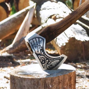 24NYD011 indiano Tomahawk campeggio vichking forgiato intaglio ascia 14.8 con guaina, ascia di sopravvivenza per tagliare la sopravvivenza in campeggio - Product Image 4
