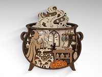 Décorations d'Halloween en contreplaqué gravées, citrouille, araignée, sorcière sculptées, multi-couches, pour table ou mur, ornements de maison Nana