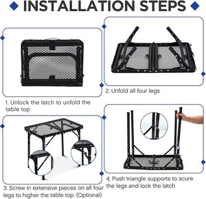 Ngoài trời gấp nhôm bảng xách tay Trọng lượng nhẹ dã ngoại nướng đứng 23.62x15.75x10.63/22.05 inch lưới Máy tính để bàn cho - Product Image 5