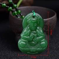 Collier pinan en jade cristal vert foncé pour hommes et femmes, long pendentif de bouddha, à la mode