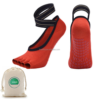 Phụ Nữ Tùy Chỉnh Logo Mở Không Cần 5 Nửa Ngón Chân Chống Trượt Grip Gel Silicone Bông Tập Thể Dục Barre Bandage Yoga Socks