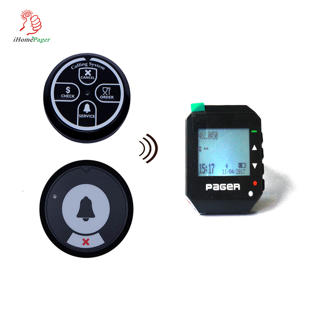 High Quality Customizable Wireless Call Button and Watch Pager Good Frequency Customizable Calling System Pagers