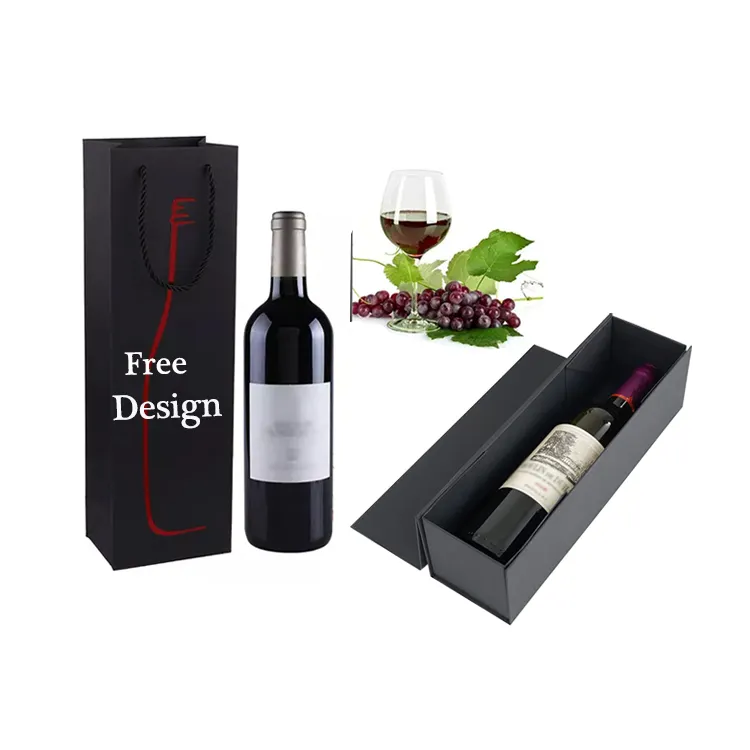 Factory Wholesale Fancy Luxury Gift Packaging Custom Printed Bottle Paper Wine Bags with Handles