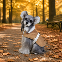 Veste pour chien en faux daim avec col en fourrure, manteau d'hiver portable pour animaux de compagnie avec ceinture pour petits chiens, vêtements chauds pour chiens