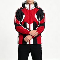 Chaqueta de Esquí para Hombre, Cortavientos, Personalizada, con Paneles Geométricos en Contraste, Térmica, Cálida, Transpirable, Ecológica, con Capucha, Cierre Completo, Elástica
