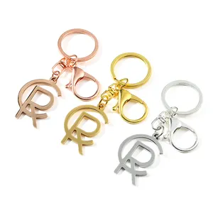 Custom Laser Cut Design Silver Gold Rose Gold Letter R Key Ring For Bags