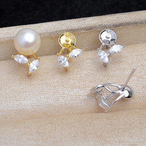 Pendientes de botón de moda Wenchi de plata 925 con perla cuadrada de lujo, accesorio de joyería DIY semiterminado, base 10-11, 15633, China - Product Image 1