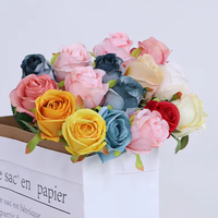 Farbenfrohe Handgefertigte Seiden-Rose Einzelner Stiel Künstliche Blume Bouquet Heimdekoration Abschlussfeier Weihnachten Muttertag Halloween Wiederverwendbar