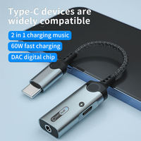 Metall 2-in-1-Adapter vom Typ C bis 3,5-Buchse Typ C bis Dual Typ C Kopfhörer konverter mit 60-W-Pd-Lade-Kopfhöreranschlussadapter