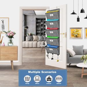 Organisateur de fichiers à suspendre sur la porte, 5 poches, rangement mural pour documents, papiers, courrier, magazines, usage domestique et de bureau - Product Image 5