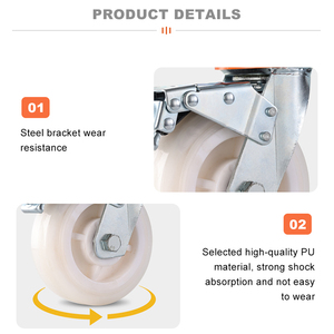 4''5''6''8'' roues industrielles résistantes de roulette de rouleau de chariot Nylon/PU/caoutchouc/bandes de roulement de TPR chariots d'usine de roue - Product Image 4