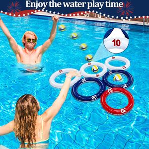 Jeu de fléchettes flottant gonflable 2-en-1 avec panier de basket et tableau de scores pour adolescents et adultes, idéal pour les fêtes aquatiques estivales - Product Image 5