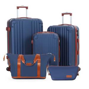 Ensemble de 5 valises de voyage à motif diamant avec sac extensible, <span class=keywords><strong>valise</strong></span> légère pour étudiants et voyageurs d'affaires - Product Image 4