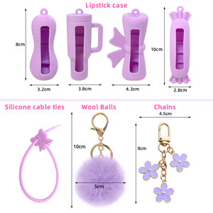 Modis lipstik silikon lengan gantungan kunci anti-kehilangan penutup pelindung untuk pelembap bibir portabel gantung buah elegan gantungan kunci - Product Image 3