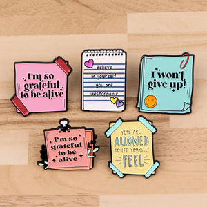 Estoy muy agradecido de estar vivo. Esmalte Pin Nota Letras Metal Solapa Insignia Cita motivacional Renuncia al broche - Product Image 5