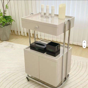 High End Beauty Salon <b>Tools</b> Collecting Salon Rolling Multi-function Gold Frame Beauty Trolleys Cart With Double Storage - Product Image 6