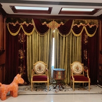 Rideaux Royaux Européens de Luxe Yun Zhu en Velours Chocolat avec Cantonnière et Broderie Dorée pour Salon de Villa