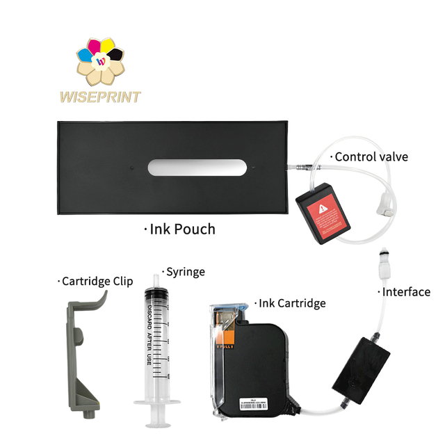 Wiseprint Compatible HP 45 Tij Ciss for Ink Bag Cartridge 2588+ 2790K+ JS30 Solvent & Water Based Bulk for Ink for Refill for in