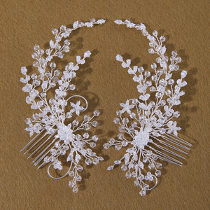 Barrettes à cheveux en zircon pour filles, luxe, gauche et droite, 2 pièces, barrettes à cheveux en cristal faites à la main, barrettes à cheveux en cuivre pour mariage - Product Image 1