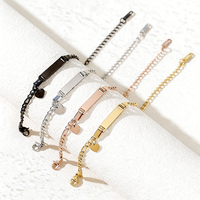 Bracelet pour enfants Ywyougang en acier inoxydable tendance plaqué or rose/or, avec breloque cœur rectangulaire personnalisable