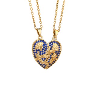 <span class=keywords><strong>Collier</strong></span> pendentif personnalisé en forme de cœur et de <span class=keywords><strong>lune</strong></span> magnétique pour couple, diamant, plaqué or cuivre, polyvalent, cadeau de mariage haut de gamme pour femmes - Product Image 5