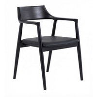 Chaise de salle à manger rembourrée personnalisable pour usage commercial, avec structure en bois massif et coussin en cuir
