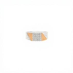 Anillo de Plata 925 con Incrustaciones de Circonitas Cúbicas Geométricas, Estilo Eternity, Minimalista, Unisex, para Uso Diario - Product Image 1