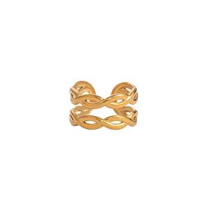 Fashion <b>Rings</b> Women's Geometric Open Design 18K Gold Plated Stainless Steel Multi Layer Twist <b>Ring</b> Jewelry Gift Yiwu - Product Image 5