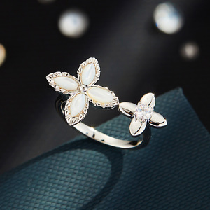 Flower Open Ring Natural Seashell Gold Plated Adjustable Index Finger Ring Elegant Gift Jewelry - Product Image 4