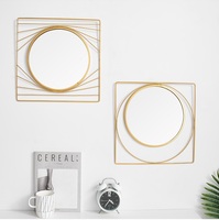 Meilleures ventes - Miroir mural LED moderne en forme ronde avec cadre en métal doré - Décoration de salon - Petite quantité disponible